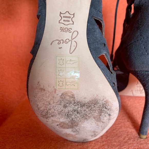 Anthropologie JOIE Cayla Studded Suede Cage Lace Up Bootie, Gray Slate 36.5 6.5 - Picture 7 of 12